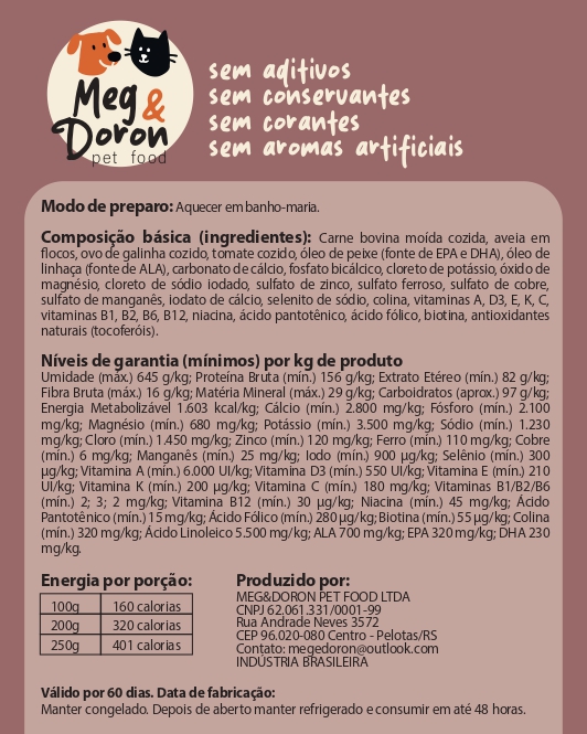 Ingredientes Verso Almôndegas de Carne