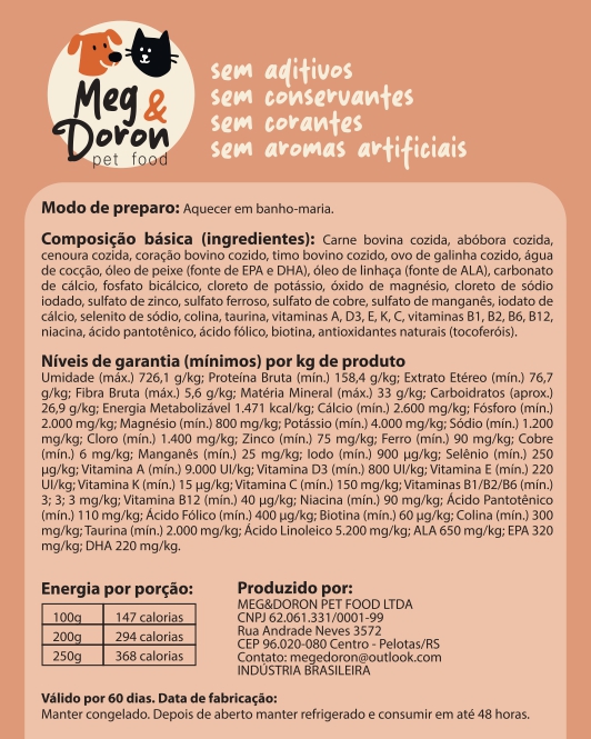 Ingredientes Verso Carne para Gatos